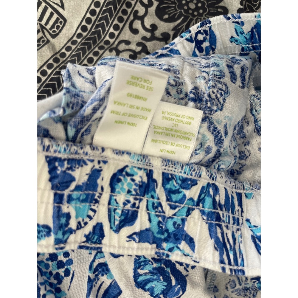 Lilly Pulitzer Womens Blue White Linen Seashell Starfish Coastal Shorts Size M - Picture 5 of 6